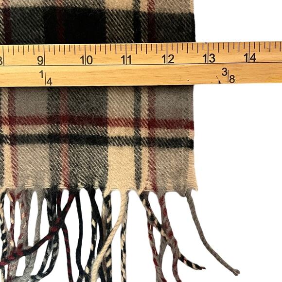 Cashmere Blend Plaid Fringed Scarf 66 X 12.5 Unisex Red Black White Fall Holiday - Picture 5 of 7